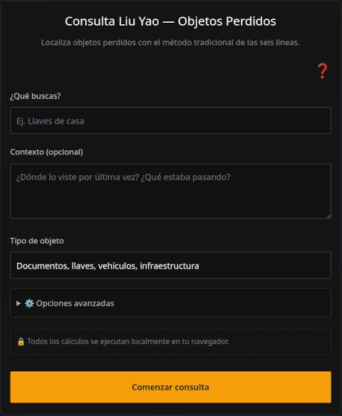 Formulario principal del app de búsqueda de objetos perdidos